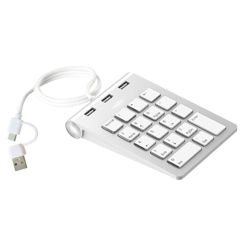 Numeric Keypad Keyboard 18Keys Numeric Key Pad Numpad Number Pad with 3  Type-C/Usb Hub for Laptop Desktop Pc