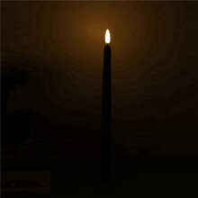 Pack of 12 Remote Halloween Taper Candles,Black Color Flameless Fake Pillar Candles,Battery Candles with Contain