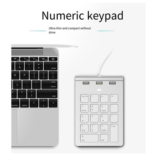 Numeric Keypad Keyboard 18Keys Numeric Key Pad Numpad Number Pad with 3  Type-C/Usb Hub for Laptop Desktop Pc 2