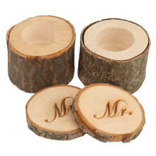 4 Pcs Mr et mme Shabby Chic Rustique Anneau de Mariage Oreiller Titulaire Boîte En Bois