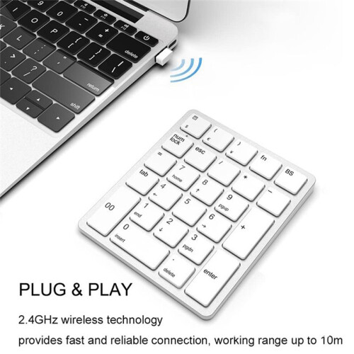 Wireless Numeric Keyboard 2.4GHz Wireless Rechargeable Numeric Keyboard for Laptops Black 1