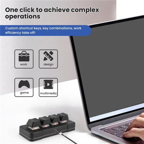 MK424U 4-Key  Customized Keyboard with Mechanical   USB Connection for Office Game Multimedia Black 1
