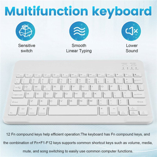 Ultra-Thin Silent Wireless  Keyboard and Mouse Set Suitable for Tablet Notebook  Keyboard White 1