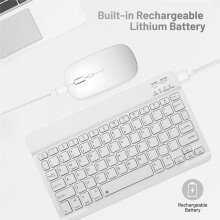 Teclado  de 10 Pulgadas con Ratón A Batería Juego de Teclado y Ratón Inalámbricos Ultrafinos para Android Windows B