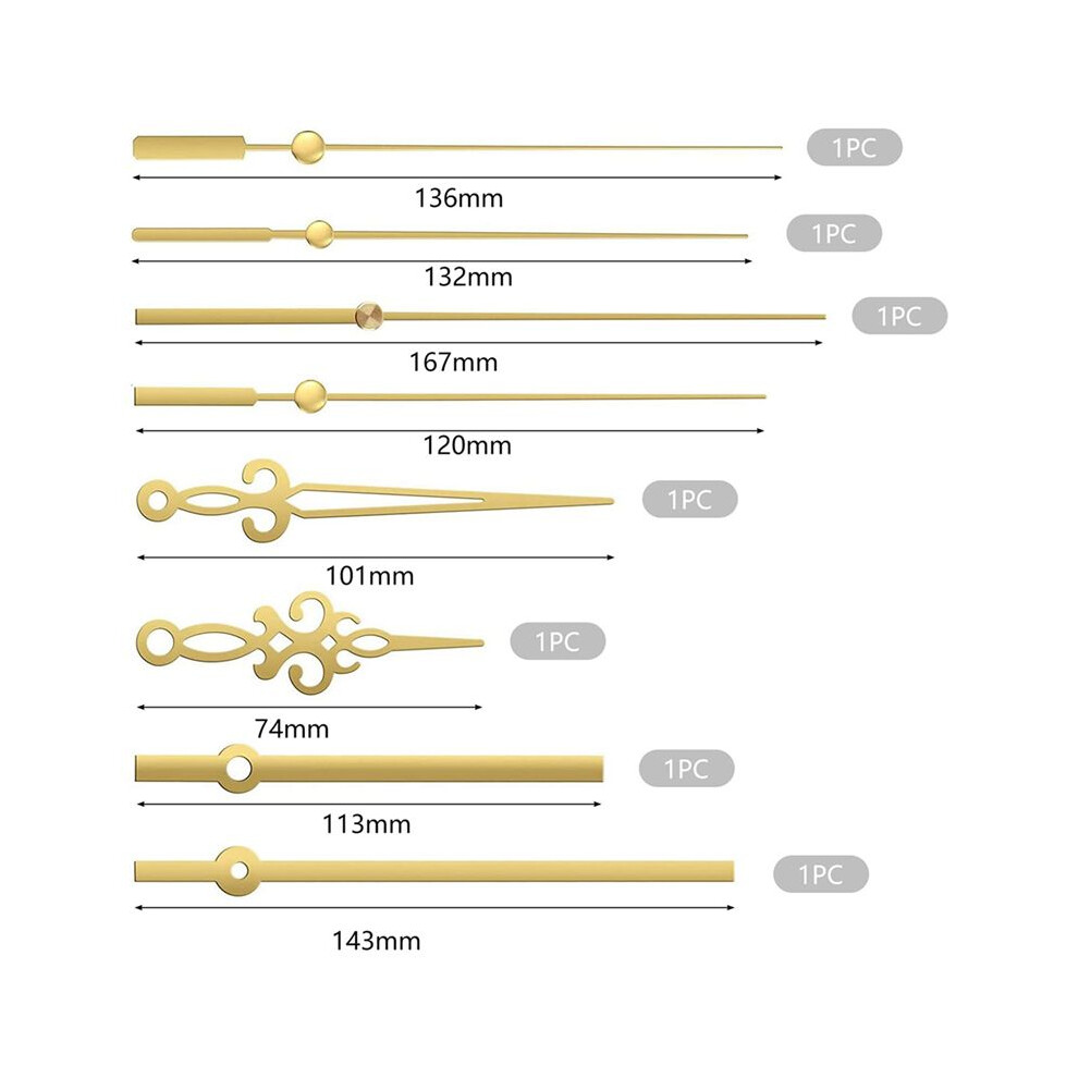 2Set Clock Mechanism Silent Quartz Movement Machine Wall Hands Pointer Set For Replacing Clock Replacement Parts 4714260970633