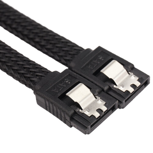 3X 50CM  3.0 III SATA3 7Pin Data Cable 6Gb/S SSD Cables HDD Hard Disk Data Cord Premium Version(Black) 2