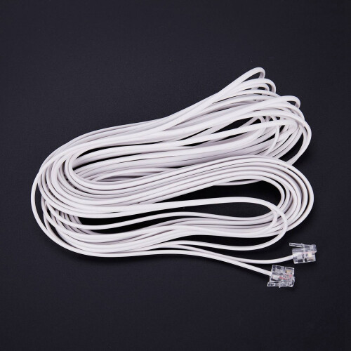 2Pcs 10M RJ11 Telephone Connector Extension Cable White 2