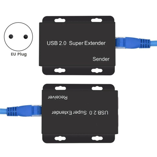 USB 2.0 Super Extender 50M Prolong over CAT6 Cable 4 Port USB HUB Extension for Webcam Camera Printer U Disc EU PLUG 2