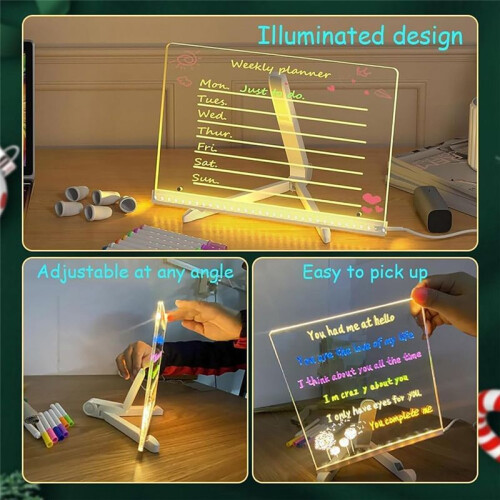 Erasable Note Board DIY Drawing Board Luminous Hand-Written Board Information Marking Board Ornaments Set 2