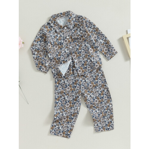 (6-7 Years, Floral) Σετ παντελονιών 2 μανίκια, λουλούδια 2