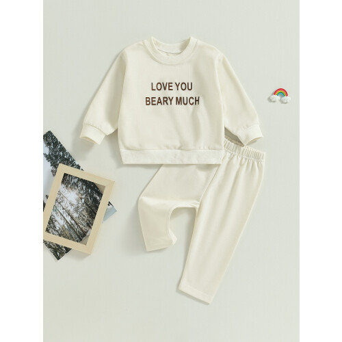 (6-12 Months, Apricot) Σετ φούτερ & παντελόνι για βρέφη με γράμματα, 2 τεμ. 1
