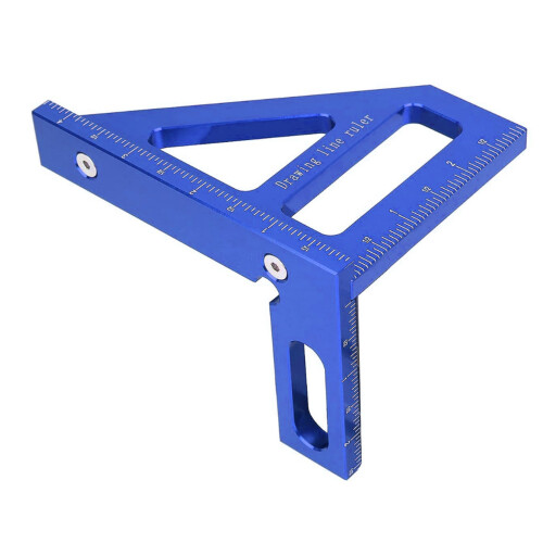 Aluminum 45 90 Woodworking Square Protractor, Blue, Triangular Ruler 1