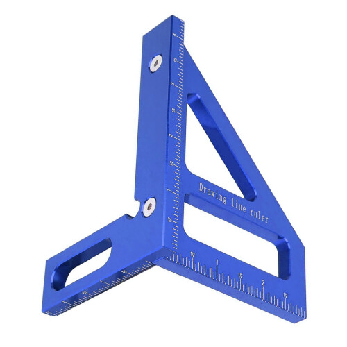 Aluminum 45 90 Woodworking Square Protractor, Blue, Triangular Ruler 2