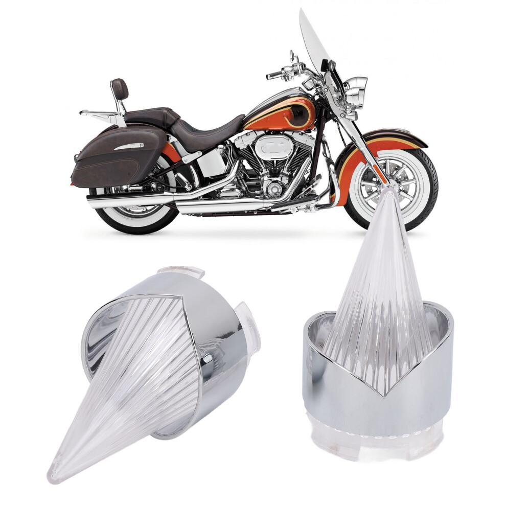 Chrome Turn Signal Indicator Cover For Fatboy & Deuce Style Bikes Light/White 4951385743494