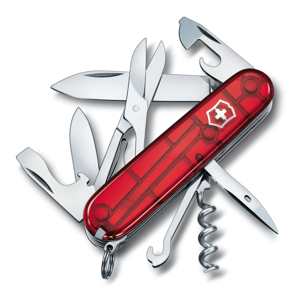 (jelly red) Genuine Victorinox CLIMBER Swiss army knife - 14 function swiss made knife