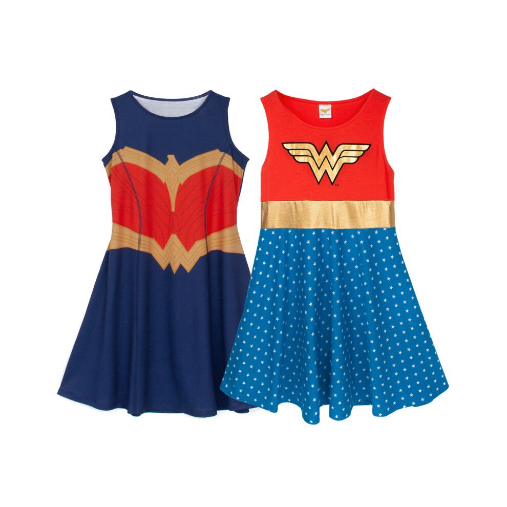Dc Comics (9-10 Years) Sleeveless Skater Dress (Girls Red) Blue,Red