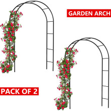 2X 2.4M Garden Arch Trellis Metal Tubular Frame Climbing Plant Archway Arbour