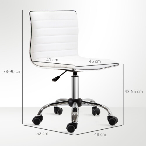 Homcom HOMCOM Armless Mid-Back Adjustable Office Chair with 360 Swivel White 2