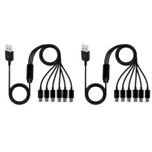 2X 6-in-1 USB Type C Splitterkabel C Datatransmissie Oplaadkabel voor Telefoontablet 1,5 M