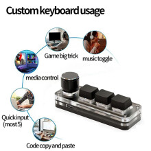 2X Macropad Macro Mechanical Keyboard RGB Gaming Custom Programming Knob Keypads 3 Keys for Photoshop