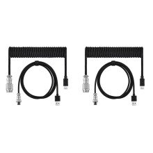 2X Usb Keyboard Cable Black Coiled Keyboard Usb Type C Cable DIY Aviation Plug Cable Connector Gaming Usb Keyboard Cable