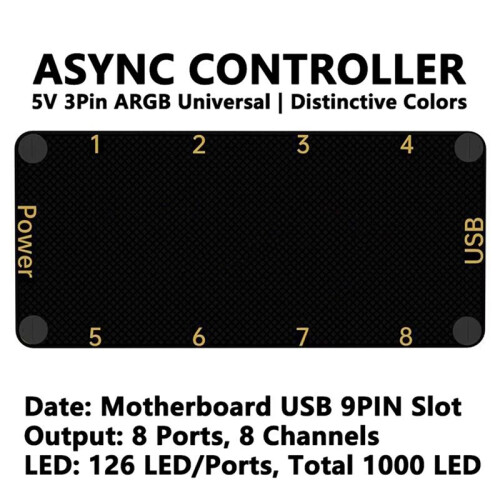 2X SignalRGB OpenRGB Universal 8Port 5V 3PIN ARGB Asynchronous Controller HUB for Computer PC Case Cooling Fans Light 2