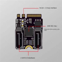 2X M2 to SATA3.0 Expansion Card KEY A+E WIFI M.2 to  HDD Adapter Drive-Free JMB582 Adapter Card