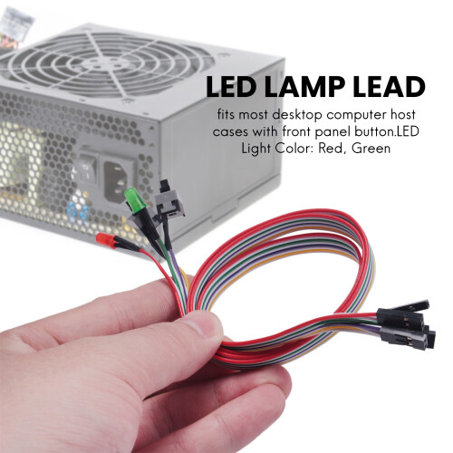 Caixa Do PC Vermelho Verde Lâmpada LED ATX Fonte de AlimentaçãO Reset HDD  Lead 20 Polegadas 2