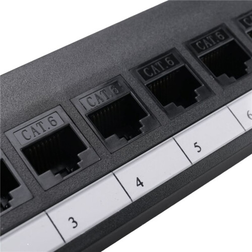 8 Port Straight-Through CAT6 Patch Panel RJ45 Network Cable Adapter Jack Ethernet Distribution Frame
