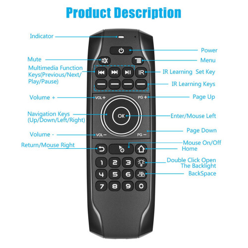 5.0  Keyboard G7BTS Gyroscope Backlit IR Learning Air Mouse Remote Control for  TV Box Laptop Tablet 1