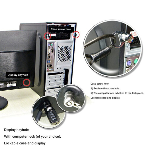 3X Desktop Computer Lock Computer Case Lock Anti-Theft Lock for Internet Cafe Office Management Lock 1