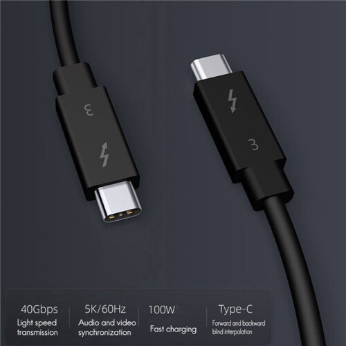 4X Typec Cable for  3 Data Cable 40Gbps Full Speed 100W Fast Charge 5K Transmission 50cm 2