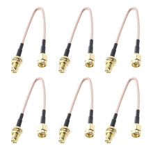 6X SMA Female SMA Male F / M Antenna Connection Cable Adapter Black + Gold