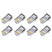 200 Pièces Connecteur RJ45 6U Plaqué Ou Passage à Travers Les Câbles Ethernet Module Prise Réseau RJ-45 Têtes de Cristal Cat5 Cat5E