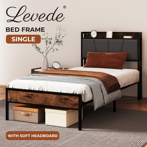 Levede Single Heavy Duty Metal Storage Headboard