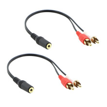 2X 2 RCA Male to Female 3.5mm Jack Aux Stereo Audio Cable