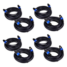 Paquet de 8 Câbles Mâles Speakon de 25 Pieds Vers Speakon, Fil de Câble de Haut-Parleur DJ de Calibre 12 AWG Professionnel avec Fil de Verrouillage
