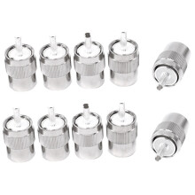 10PZ Connettore UHF Maschio PL259 Spina Un Saldare RG58 RG142 LMR195 RG400 Cavo Argento