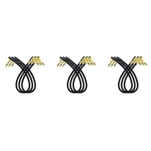 Guitar Patch Cable Effect Pedal Patch Cords 1/4-Inch Right Angle Low Profile Pancake Design for Effect Pedals 9 Pack