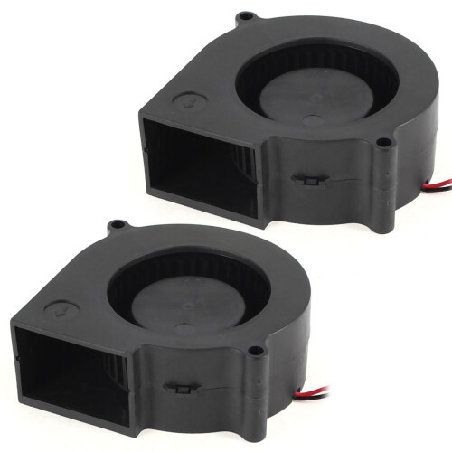 2pezzi 75mm x 30mm 2Pin  12V Brushless Ventilatore Ventola di Raffreddamento per Computer PC Nero