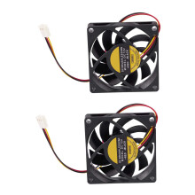 2Stck 70 x 70mm 12V 3-Pin-PC-Computer-Case CPU  Buerstenlos-Kuehler Luefter Schwarz