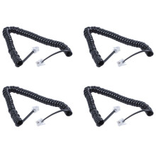 4X Replacement RJ9 4P4C Plug Coiled Stretchy Telephone Handsets Cable Black