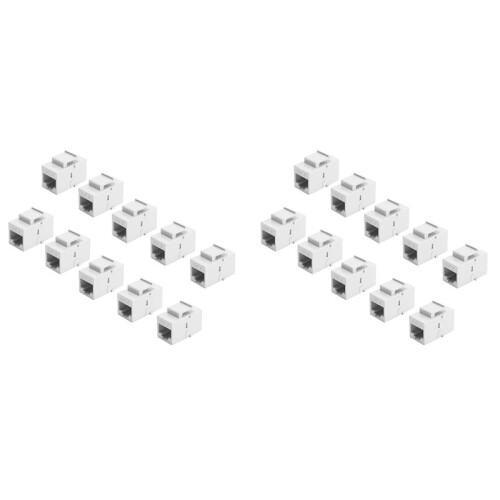 20Pcs RJ45 Connector  Jack Cat6 Extension Coupler Ethernet Network LAN Cat 6 Coupler Jacks Extend Adapter,White