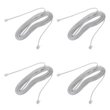 4X 9M 30Ft RJ11 6P2C Modular Telephone Telephoniques Cables Fil Blanc