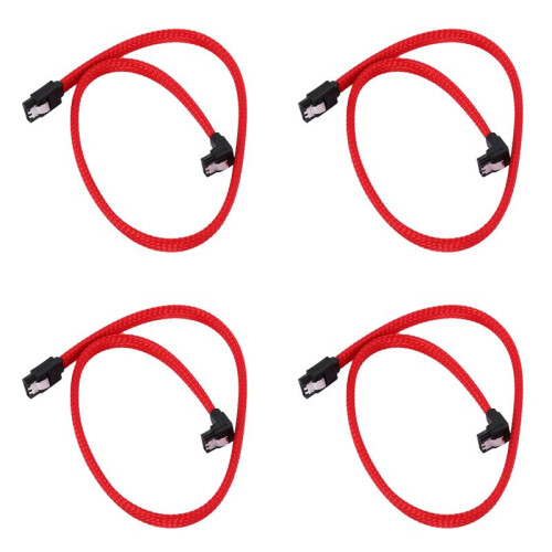 4 Pcs 50CM  3.0 III SATA3 7Pin Data Cable Right Angle 6Gb/S SSD Cables HDD Hard Disk Data Cord with Sleeved