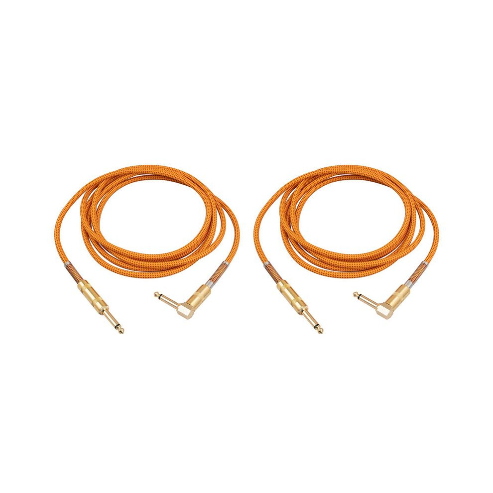 2X Guitar Instrument Cable 10Ft Electric Instrument Bass Amp Cord 1/4 Inch Straight To Right Angle Plated 6.35Mm Cable 4713754265385