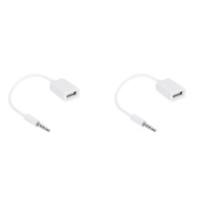 2pcs 3.5mm Male AUX Audio Plug Jack to USB 2.0 Female Converter Cable Cord Car MP3