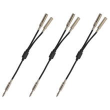 3pcs 6.35mm 1/4 Inch Stereo Jack Splitter Cable Adapter Lead Plug to Double 6.35mm Sockets