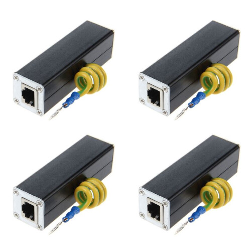 4X Semoic RJ45 Plug Ethernet Network Protector de Sobretensión Thunder Arrester 100MHz