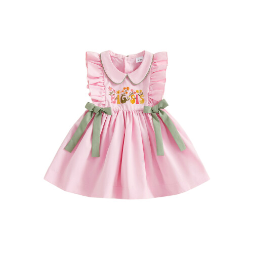 (4-5 Years, Pink) Φόρεμα κοριτσιών με με φιόγκο